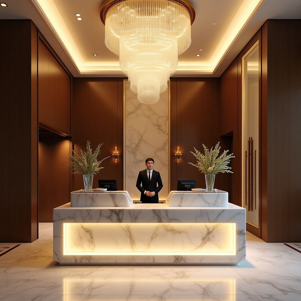 Réception élégante d'un hôtel de luxe